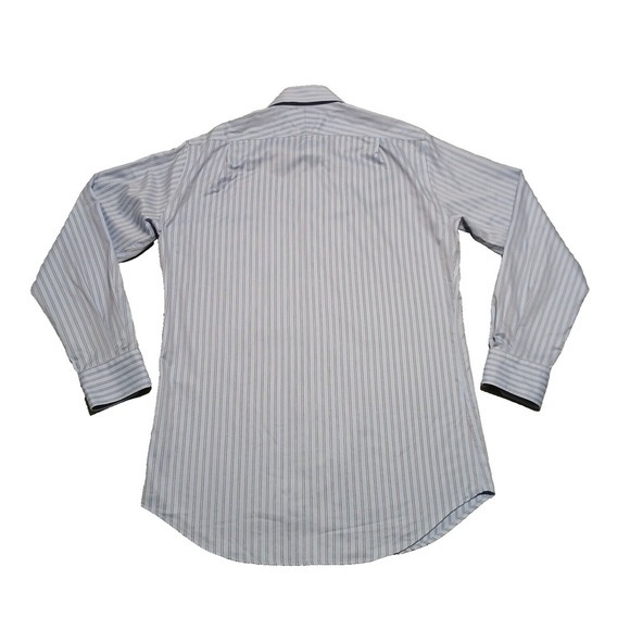 Peter Millar Nanoluxe Easycare Button Up Shirt Blue Striped Size 15.5 Long - Picture 2 of 8